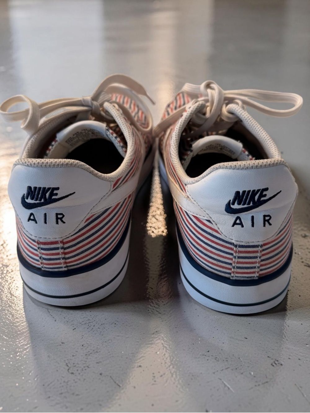 Nike Air Force 1 AC Stripe Canvas Sail Red Navy Low Top Retro Sneaker Sz 8.5 - Picture 3 of 7
